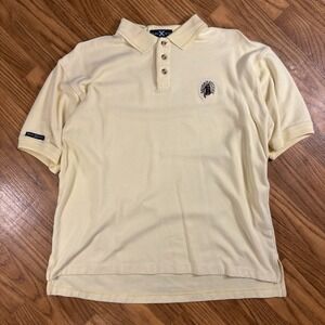 Vintage Yellow Polo Shirt Mens L Embroidered Crest Preppy Golf Cotton